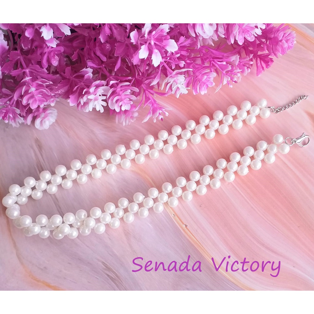 Senada Victory Kalung Choker Mutiara Cantik Kalung Bubble Casual /Elegan Kalung Pesta SKCM01