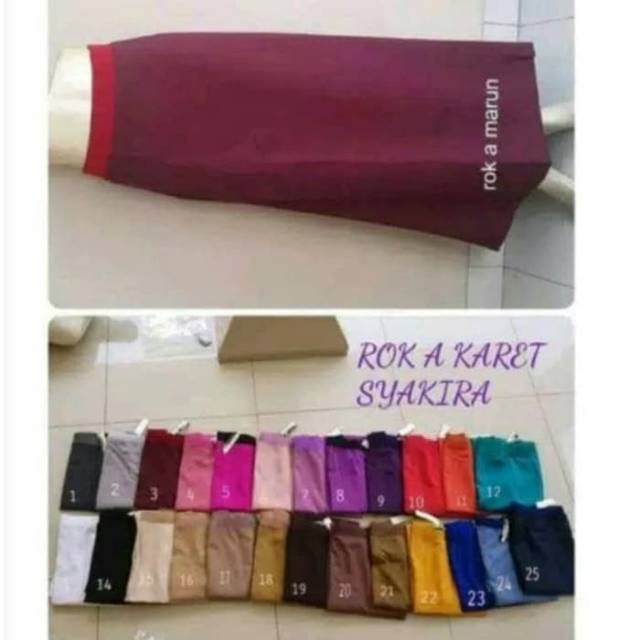 DISKON Rok A panjang pinggang karet wanita kantor kerja muslim Line A SYAKIRA putih,hitam, MURAH