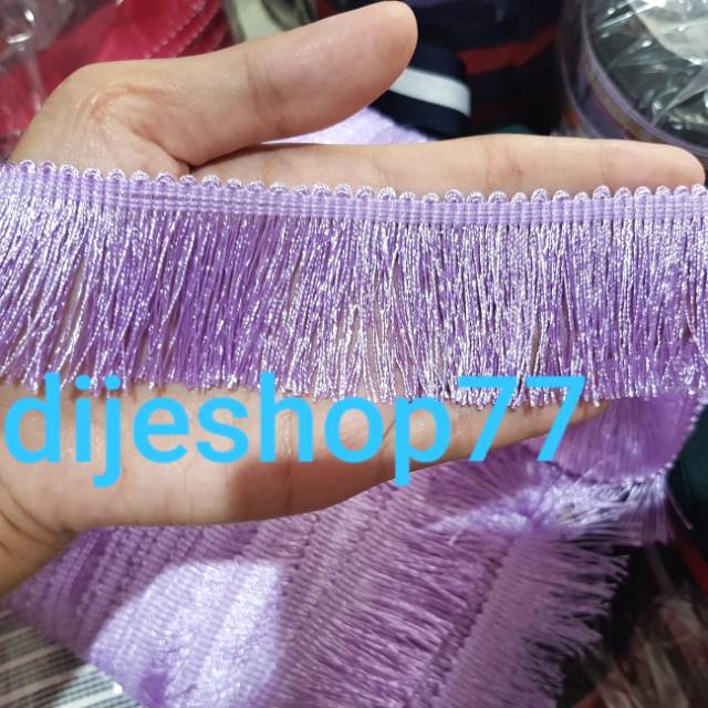 Renda Rumbai 4cm / rumbai 4 cm / renda rumbai lavender / purple violet ungu pastel rumbai / rumbai m
