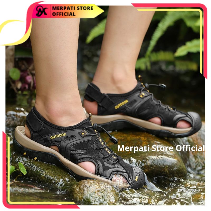 Merpati Store - Sandal Gunung Pria Original Olahraga Outdoor Sendal Kulit Pria Hiking Keren