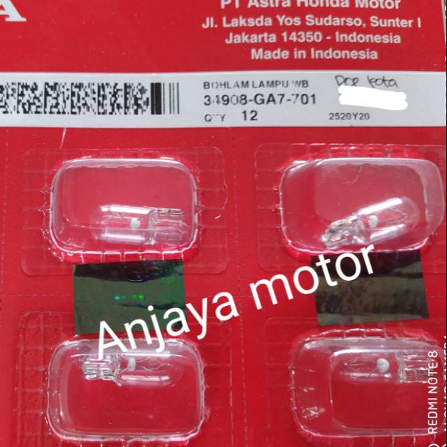 bohlam dop tancap lampu kota t10 original Honda