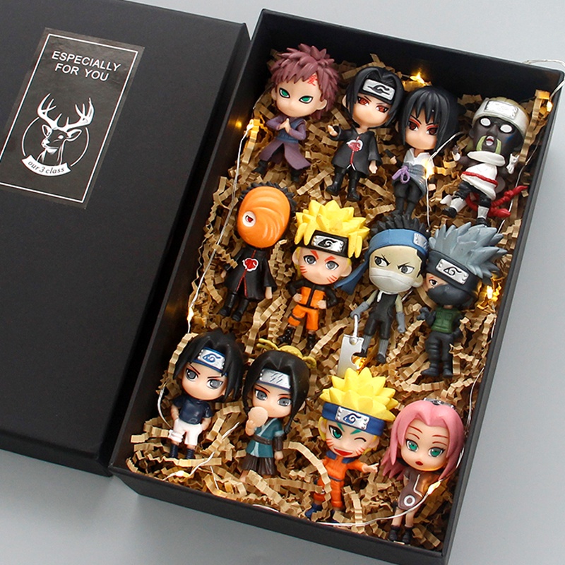 12pcs Mainan Action Figure Naruto Sasuke Kakashi Sakura Gaara Bahan Pvc