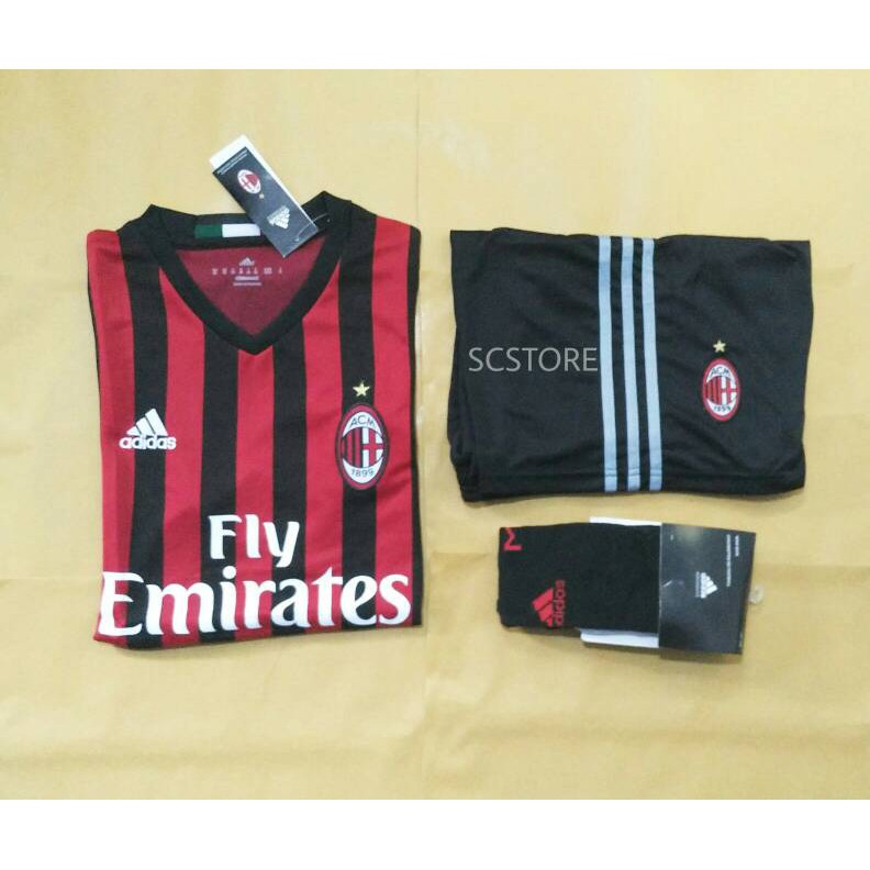 Jersey AC Milan Home 2016/2017 16/17 FULLSET Grade Ori GO