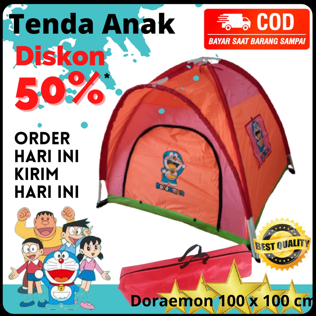 TENDA ANAK KARAKTER DORAEMON 100X100 CM _ TENDA MAINAN ANAK MURAH _ KEMAH KEMAHAN