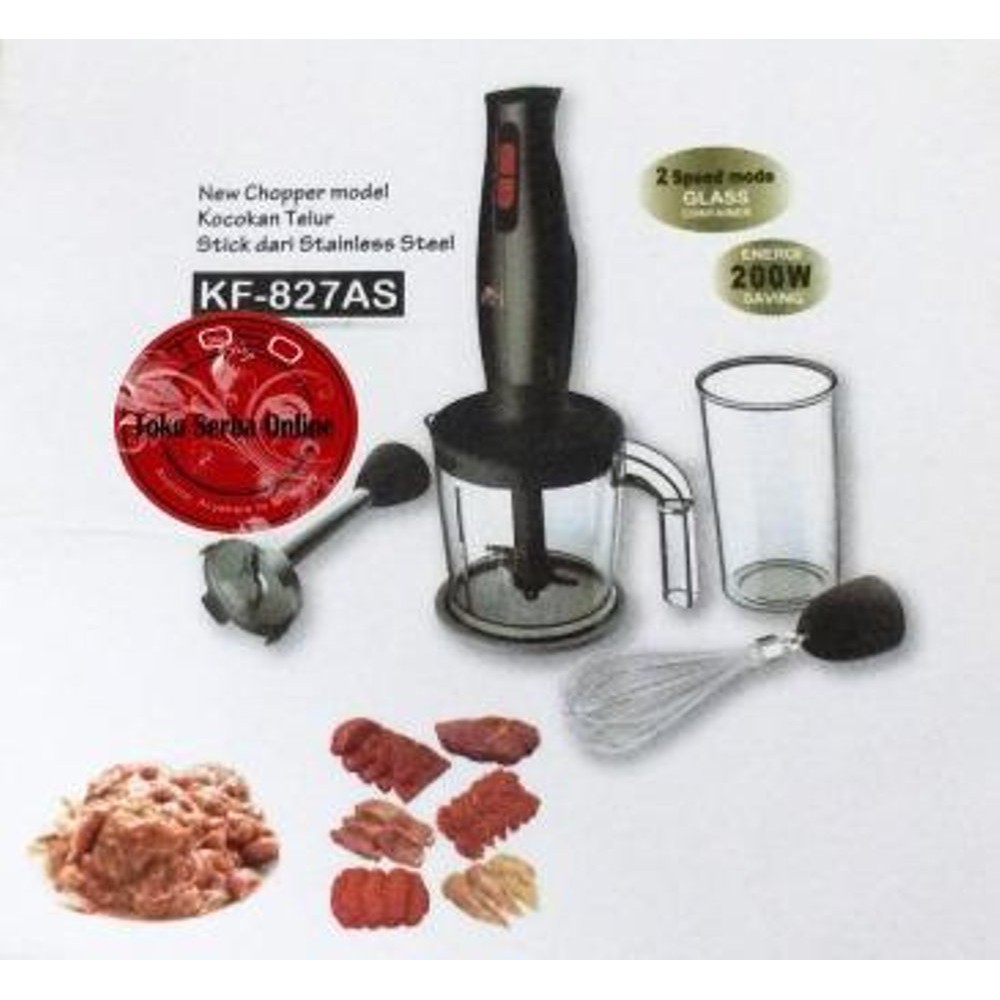 Hand Blender Complete KF-827AS / Chopper / Mixer /Whisk/Blender Tangan Mesin Tangguh