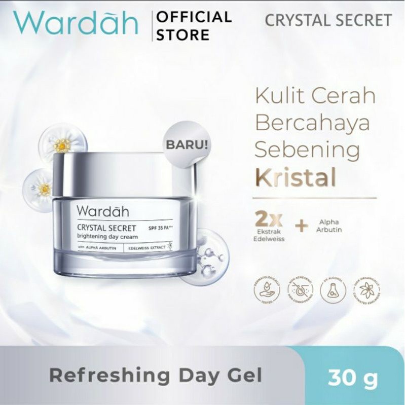 ❣️Rakkistore99❣️ Wardah Crystal Secret Resfreshing Day gel Spf 35 PA+++ 30gr