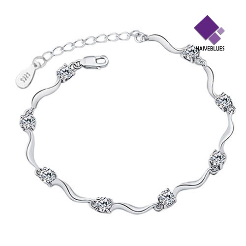 Gelang Rantai Sterling Silver 925 Hias Kristal Untuk Wanita