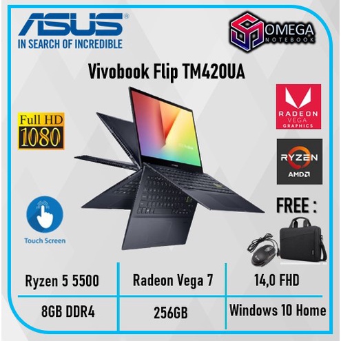 ASUS Vivobook Flip 14 TM420UA Ryzen 7 5700 16GB 1TBSSD Radeon 14,0 FHD Windows 11