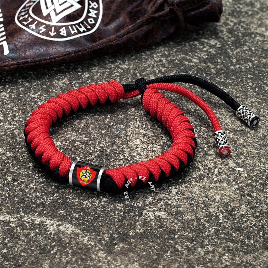 GELANG TALI PARACORD TEMA KERA SAKTI PENDEKAR SILAT IKSPI MODEL TABUNG KACA EPOXY STAINLESS STEEL