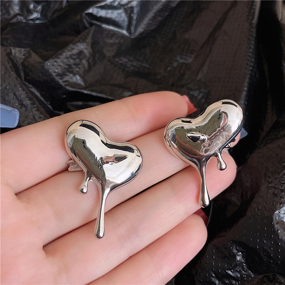 Anting Stud Bentuk Hati Panah Warna Silver Gaya Punk