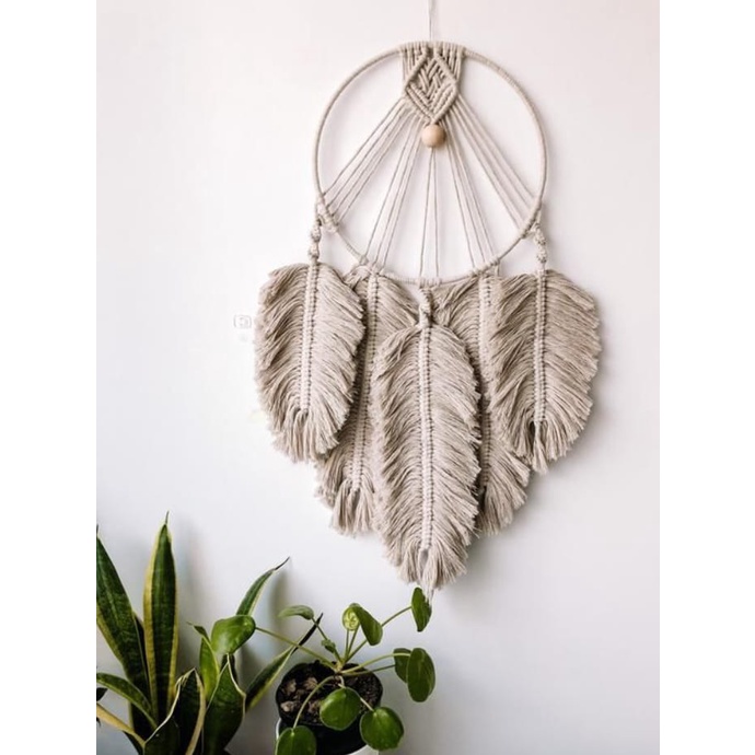 READY STOK) macrame hiasan dinding daun warna / macrame wall hanging/ dekorasi rumah