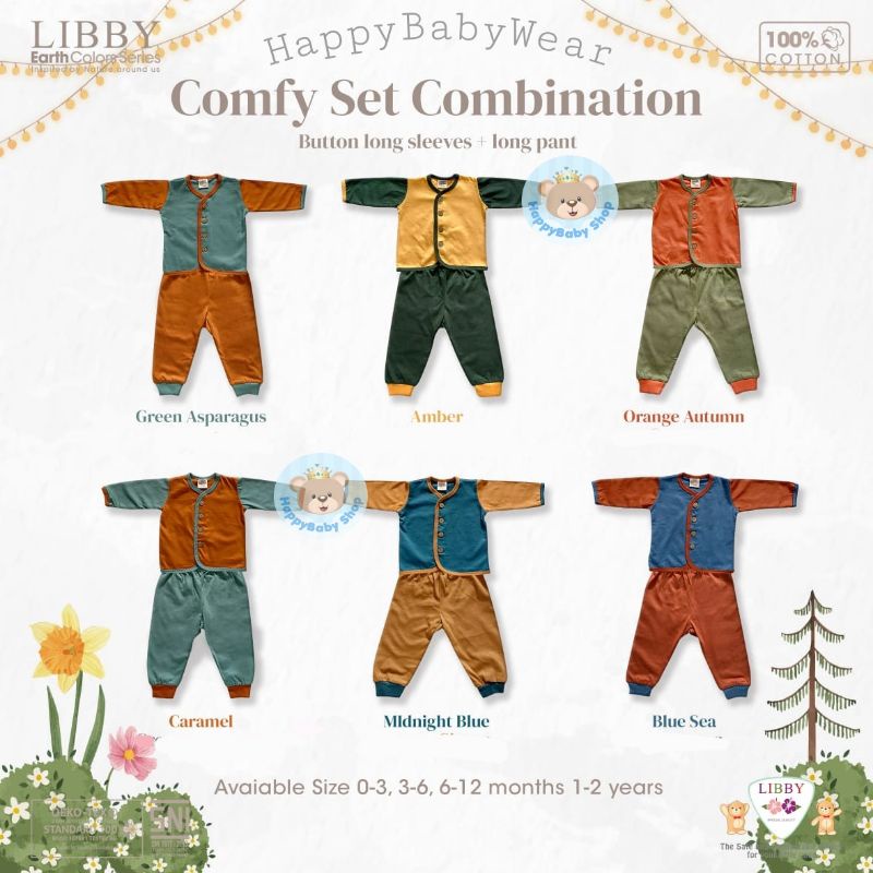 LIBBY EARTH COMFY - BAJU SET PANJANG 0-6 BULAN