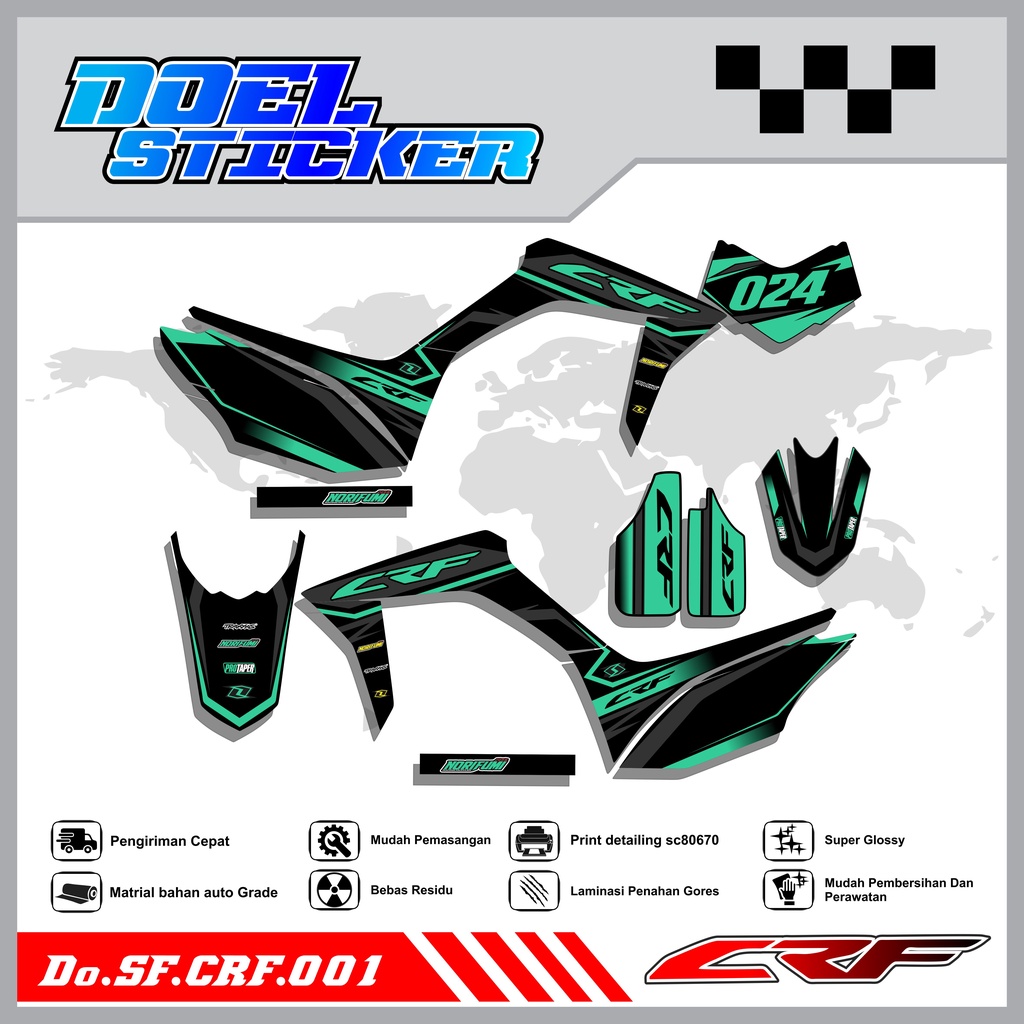 Sticker Striping Semifull CRF 150L List Variasi Hologram Pelangi,Crome Doel  001