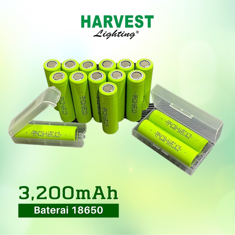 Baterai 18650 Battery Ion Lithium Harvest Lighting Real Capacity  3200 mAh 2600mAh Rechargeable Original Batrai Serba Guna