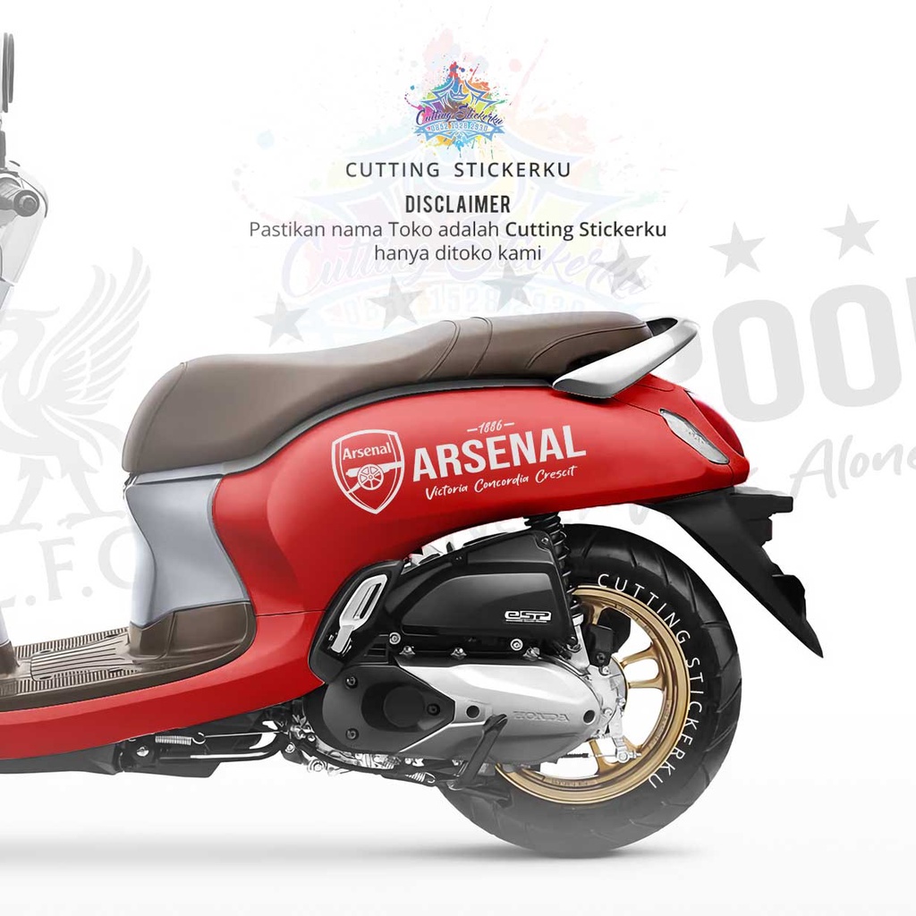 Cutting Stiker Arsenal 1886 Variasi Motor Mobil Sticker Timbul Keren Nyala Dasbor Spakbor Visor Body Kaca Helm Laptop Hologram Reflective Tahan Air Bodi Samping Scoopy Vario Beat NMAX PCX Vespa Aesthetic Club Premier League The Gunners Windshield Bola