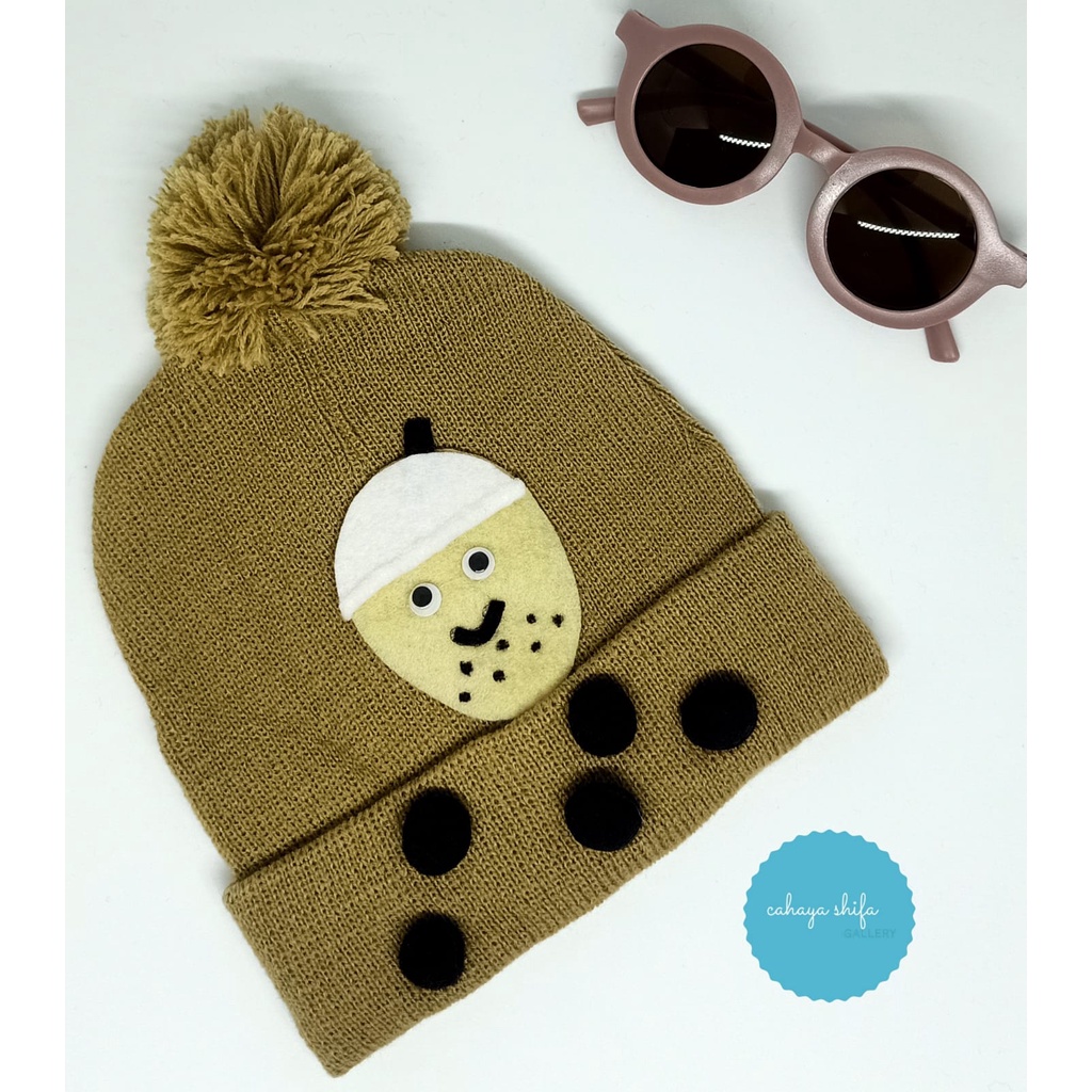 KUPLUK BAYI BOTOL BOBA POMPOM / BEANIE HAT BABY BOTTLE BOBA UNISEX