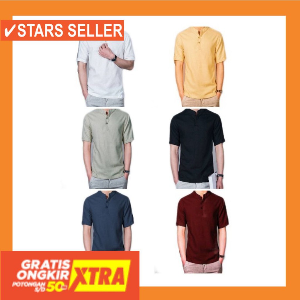 PAKAIAN MUSLIM TERBAIK PALING ANAK ORANG TUA PINK MURAH / Kemeja Koko Pria Syarif Lengan Pendek -