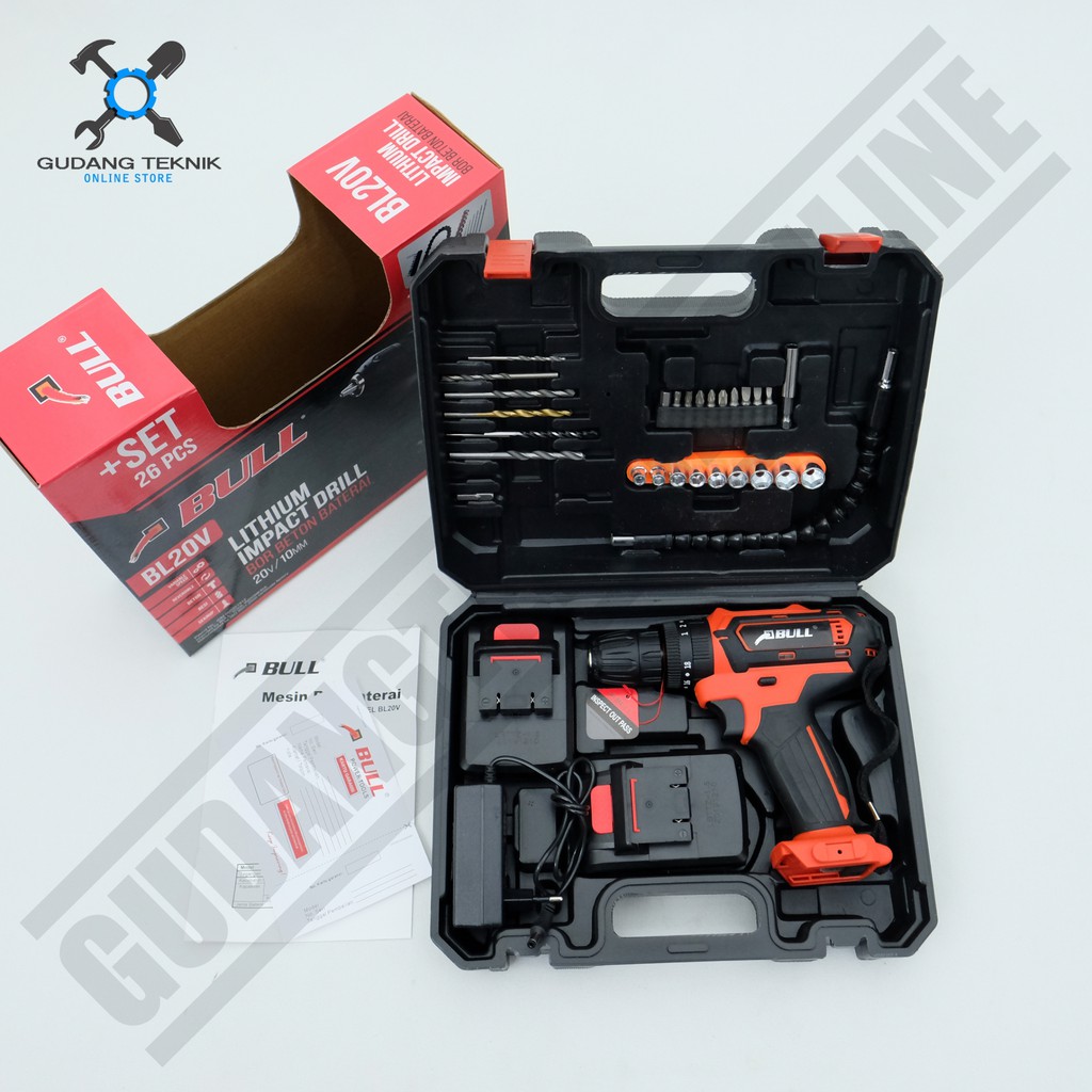 Mesin Bor Baterai Bull BL20V - Cordless Impact Drill Bull BL20V - Mesin Bor Baterai Bor Beton