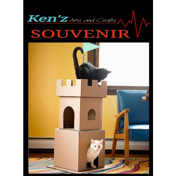 RUMAH KARDUS KUCING (KASTIL) ... prakarya kardus / mainan edukasi / kerajinan tangan kardus / cardbo