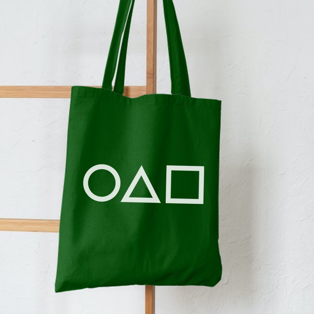3.3 Sale! Terbaru Totebag SQUID GAME RESLETING Berbahan Semi Kanvas Berwarna Hitam Navy Maroon Cream Mocca dan Hijau