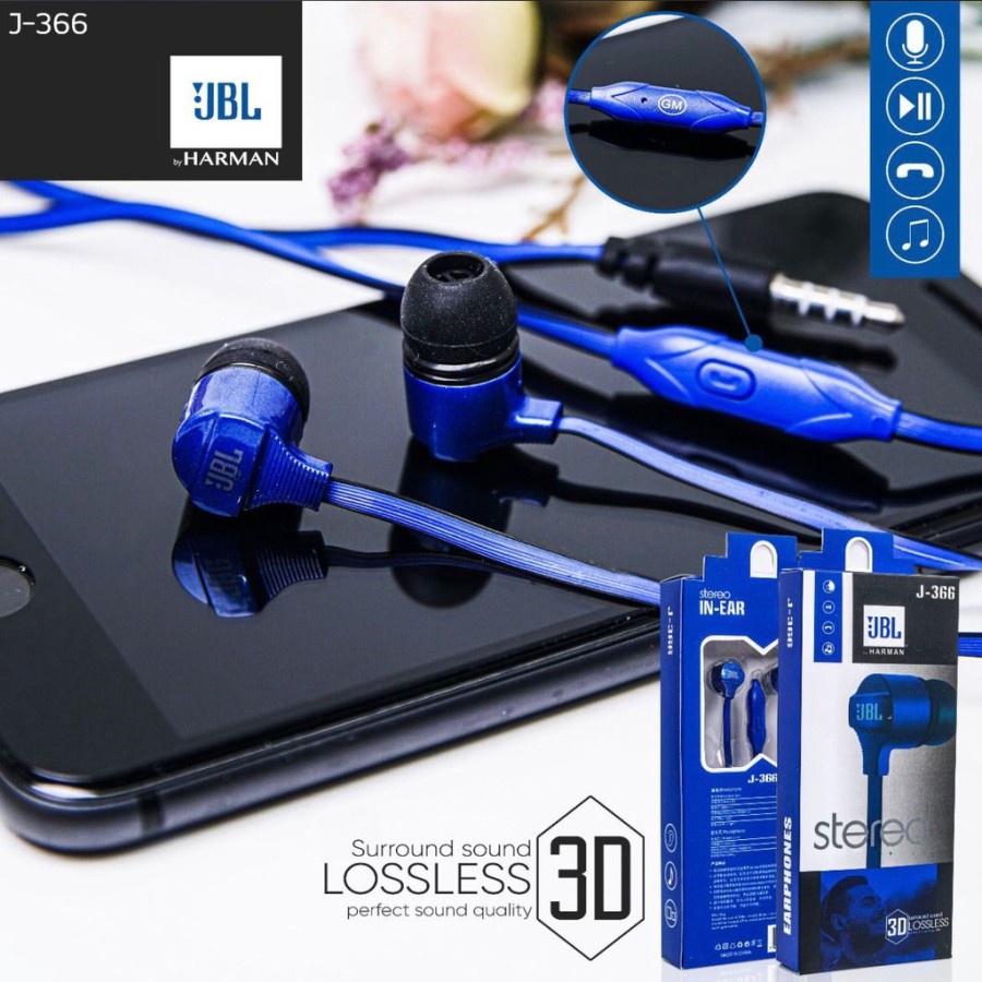 Handsfree JBL J-366 Headset J366 Stereo Earphone J 366