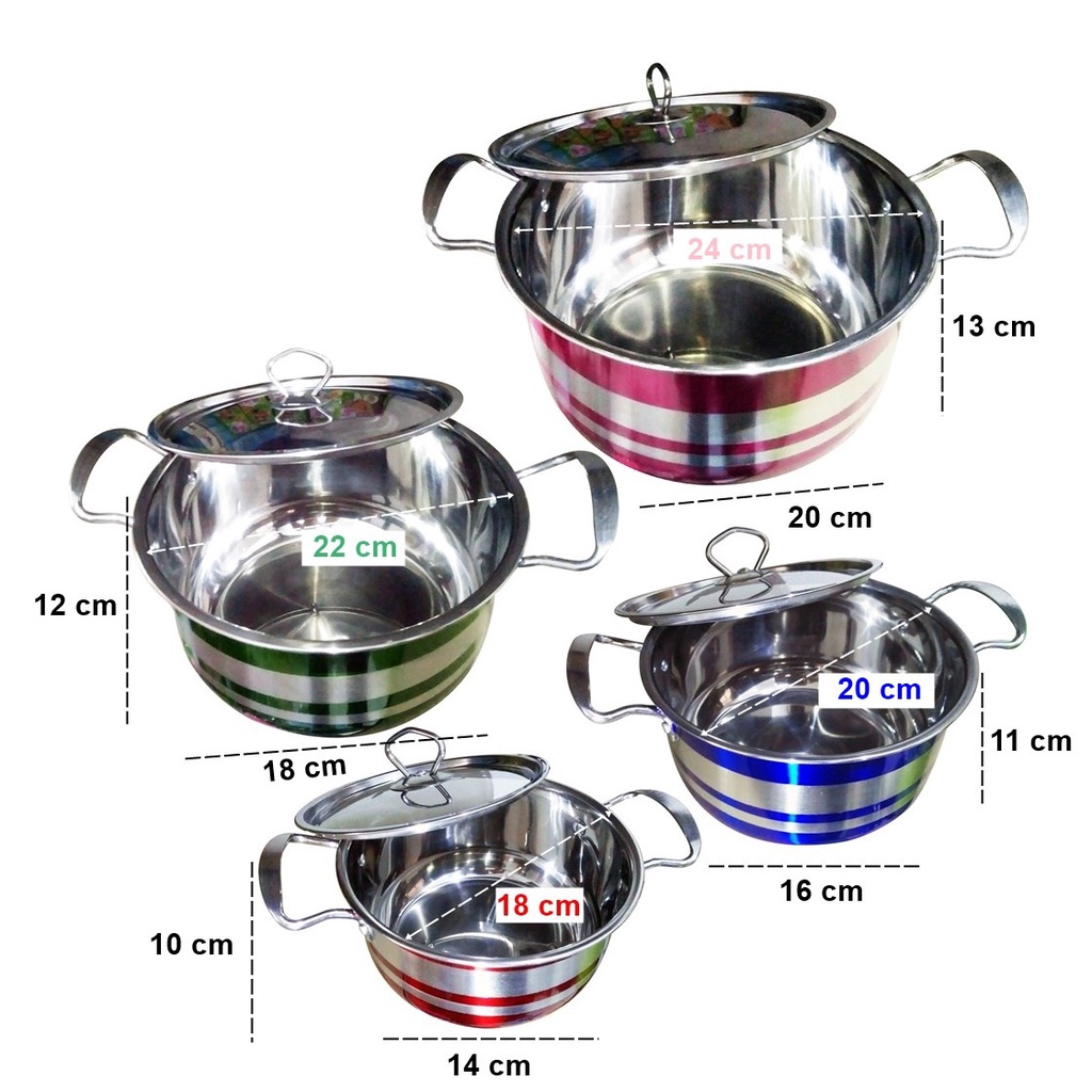 FM - Panci Cookware Set stainless steel 8 pcs Warna / Panci Set / panci tebal berkualitas