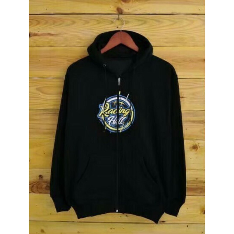 Jaket pria hoodie sweater racing hell /  sweater racing hell logo maroon/navy/hitam premium terlaris