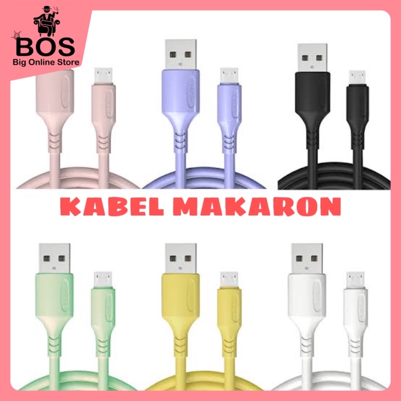 BOS - KABEL MAKARON MICRO USB/V8/TYPE C | CABLE CHARGER MACARON WARNA WARNI