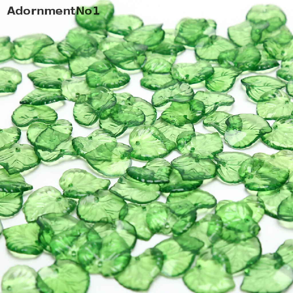 (AdornmentNo1) 100pcs / Lot Liontin Daun Hijau Transparan Bahan Akrilik Untuk DIY Perhiasan