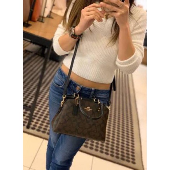 Coach 91494 Lillie Mini Carryall Signature Brown Black/tas coach ori