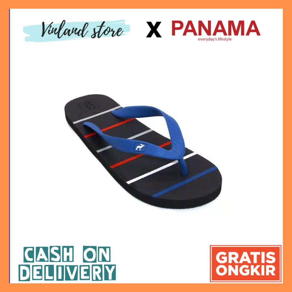 PANAMA SANDAL Strippy Male Hitam Biru | Sandal Panama Pria Cowok