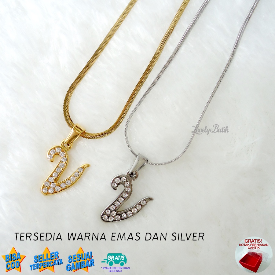 Lovelybutik Honey Kalung Inisial Huruf Titanium Anti Karat Kalung Hurup Abjad Alphabet Ins V Klasik  BONUS KOTAK PERHIASAN