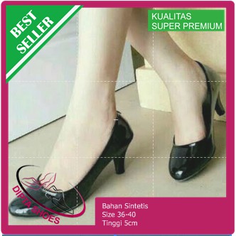 SEPATU WANITA HIGH HEELS PANTOFEL 7CM HITAM