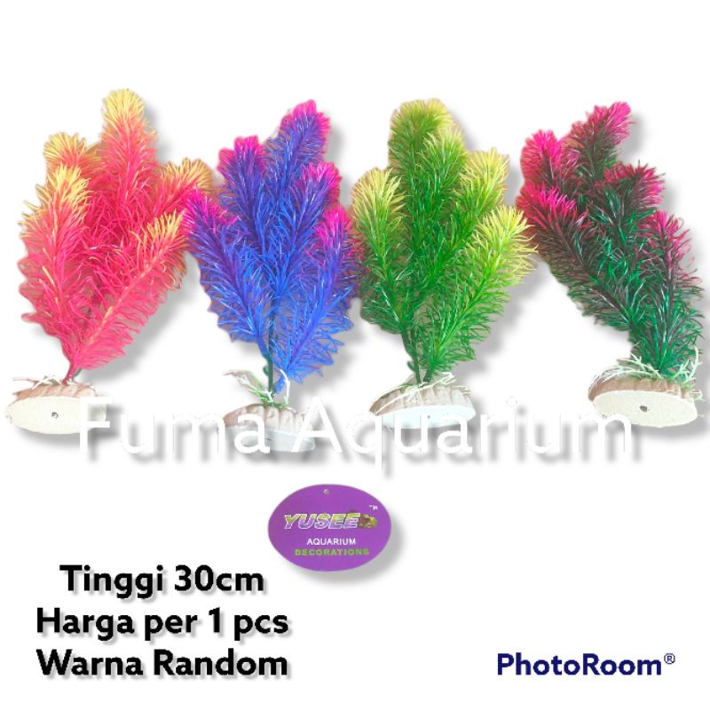 Tanaman Bunga Plastik Import Dekorasi Aquarium Aquascape 30cm harga per 1 pcs Random