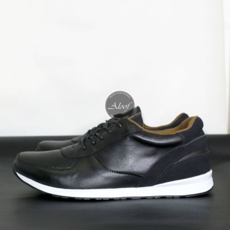 ALOOF LUTFI BLACK | Sepatu Sneakers Pria Original Kulit Asli Ringan Di pakai