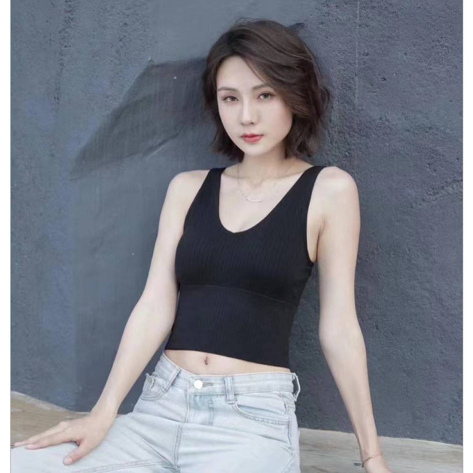 Tanktop Bra Korea Vneck Kamisol Sport Bra Push Up Tanpa Kawat Beha Pakaian Dalam Wanita Dalika