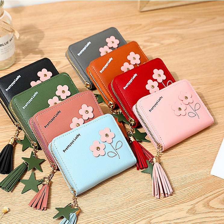 Dompet Lipat Koin Wanita Mini Import Kecil Prettyzys Lucky Simpel Tebal Cewek Korea Style Fashion Murah Grosir COD TOKO92