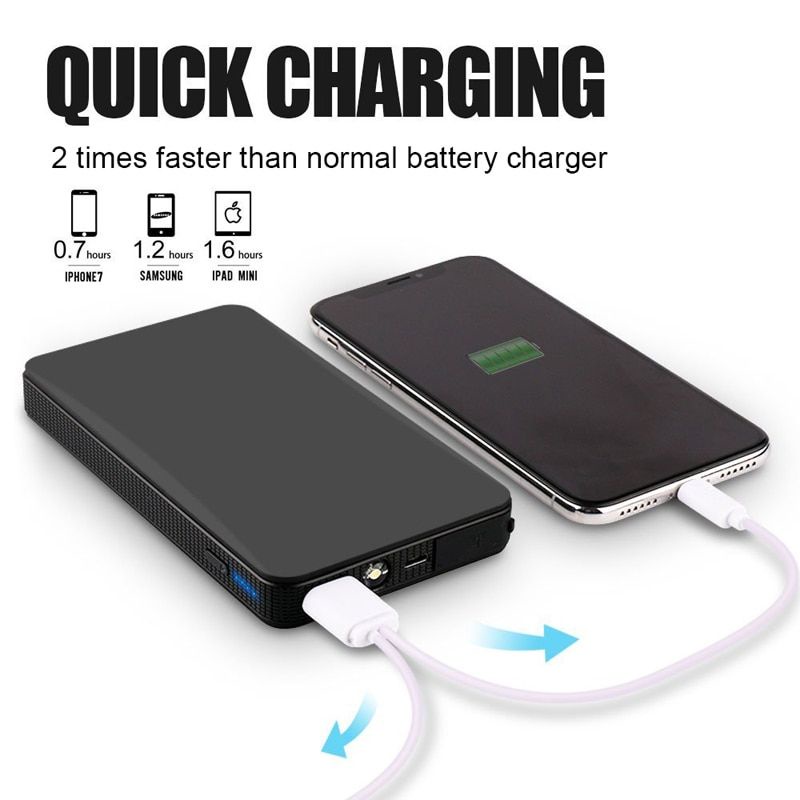 Portable USB Power Bank Car Jump Starter &amp; Flashlight 10000mAh