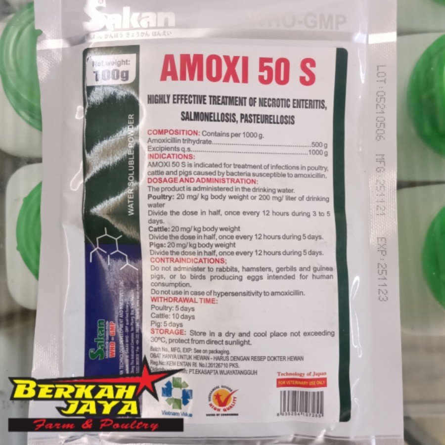 AMOXI 50 S  Obat pencernaan hewan ayam