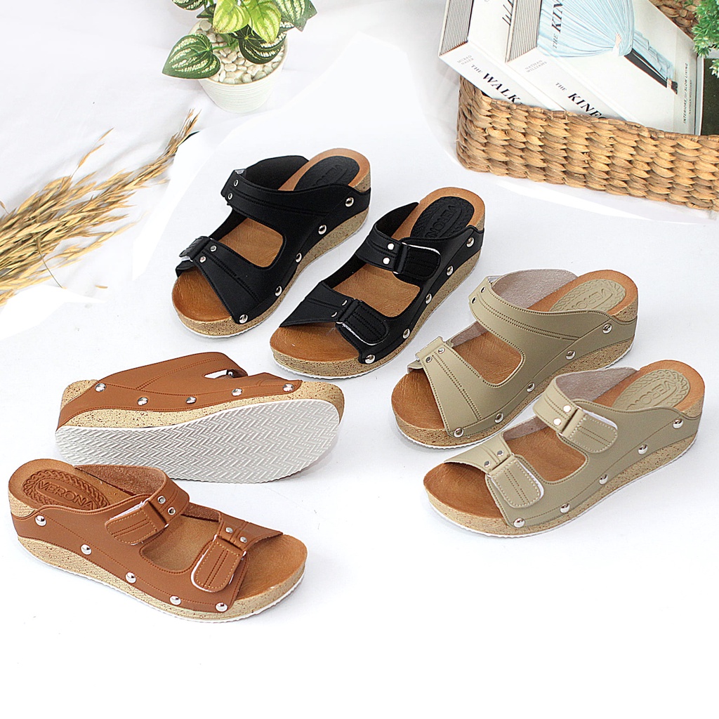 Sandal Wedges Wanita Slop / Selop Sendal Casual Murah DSG