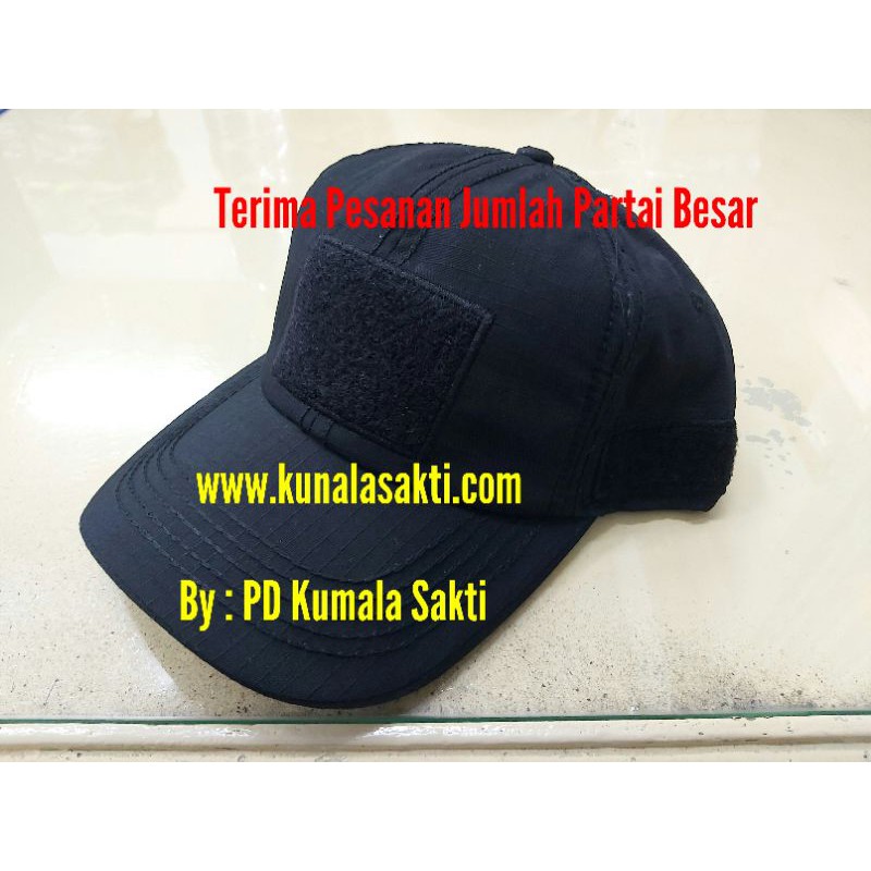 Topi Polos Perekat Hitam-Topi Velcro Tactical Army Patch-Topi Blackhawk 511-Topi Loreng-Rubber Patch