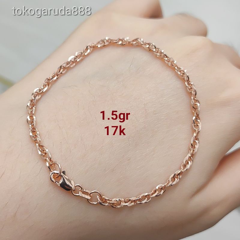 Gelang rantai tali anak dan dewasa emas asli kadar 700 22 70% 16k tambang baru UBS surabaya double fancy tangan korea nori