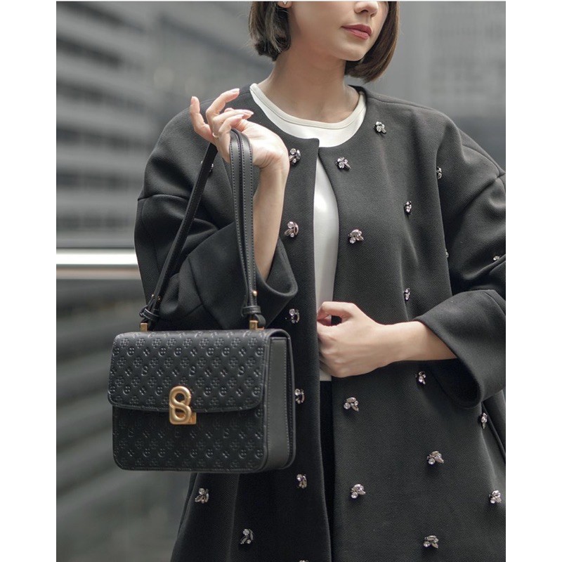 Small Audrey Monogram Bag in Black