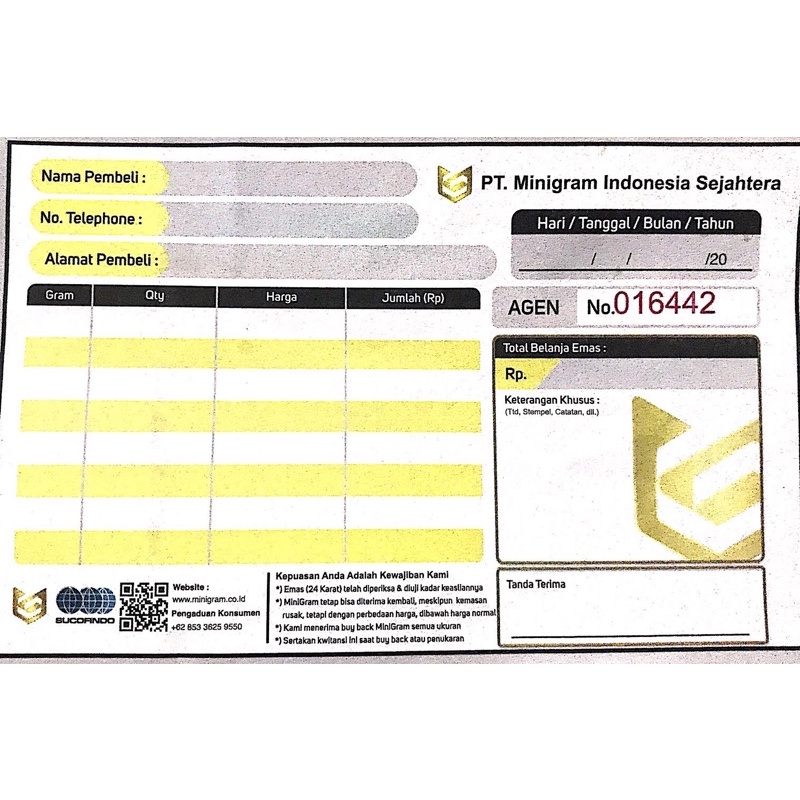 

nota emas surat emas minigram jual satuan