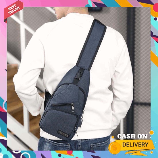 Tas Selempang Slempang Slingbag Sling Bag Distro Skate Fennel Hitam Polos Pria Laki Laki Cowok Tas S