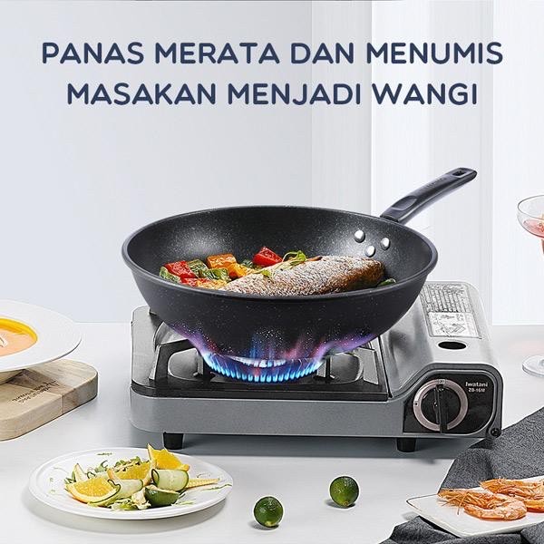 Samono Panci Teflon 32cm Anti Lengket Teflon Wajan Batu Maifan Penggorengan Anti Lengket