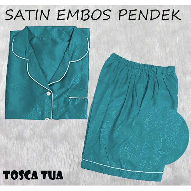 HipNop SATIN PP EMBOS JUMBO BAJU TIDUR WANITA CELANA PENDEK  PIYAMA CEWE CEWEK SLEEPWEAR MAROON-7