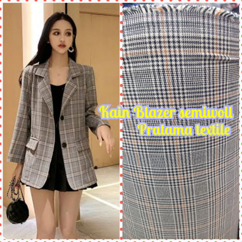 Kain blazer/kain semi woll katun untuk blazer_bahan blazer semiwool motif kotak