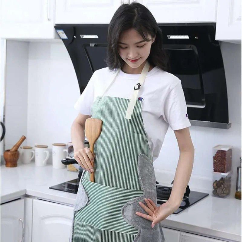 Apron masak celemek premium waterproof + sisi lap tangan