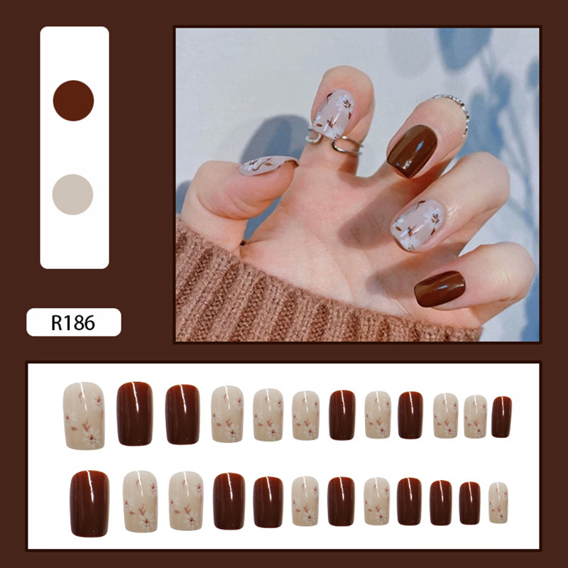 R181-r186 24pcs / Kotak Kuku Palsu Full Cover Untuk Nail Art